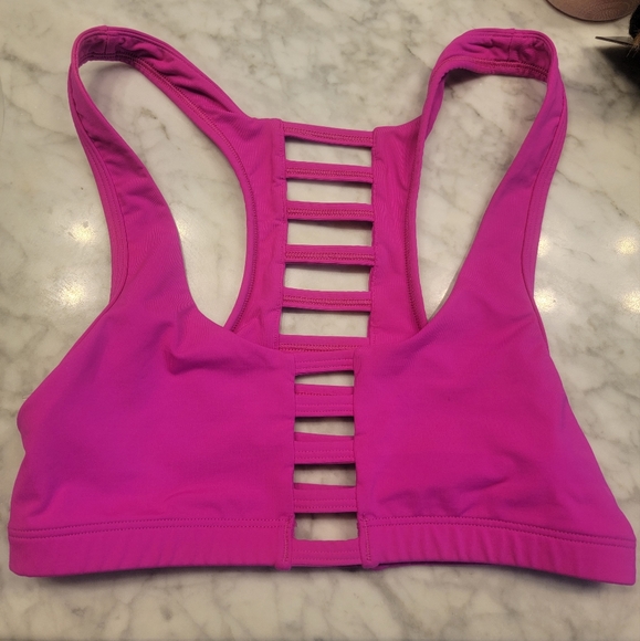 NWOT PINK VICTORIA'S SECRET SPORTS BRA WITH NO PADDING Sz XS NEON PINK - Picture 2 of 13
